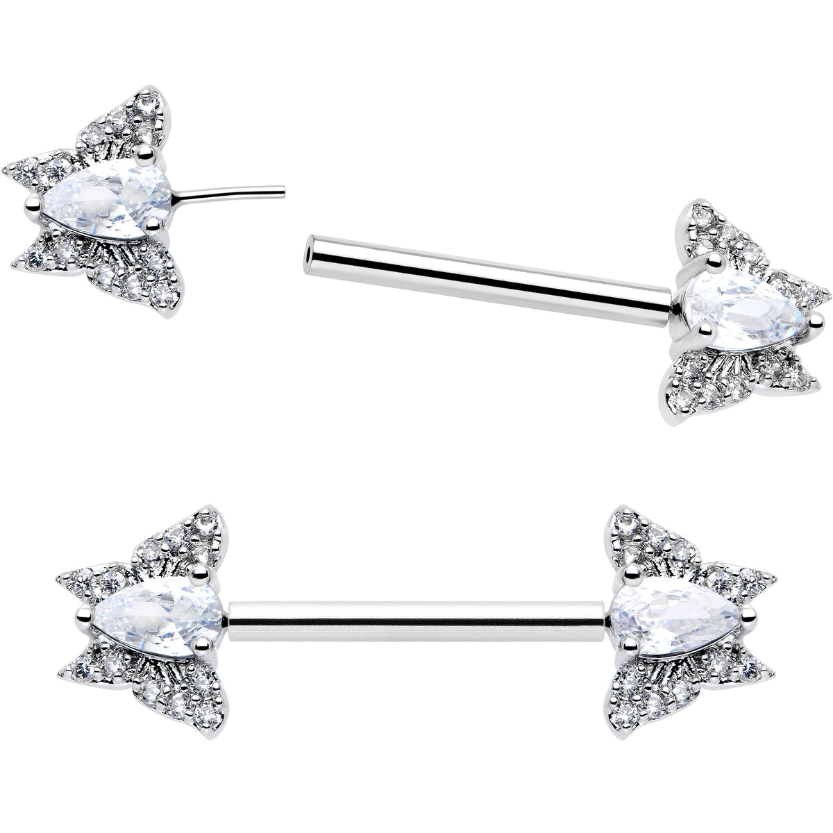 14G 9/16 Style Butterfly Threadless Nipple Ring Set