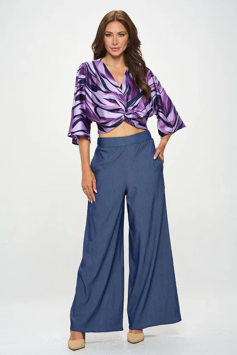 Made in USA Tencel Straight Leg Pants with Side Pockets
