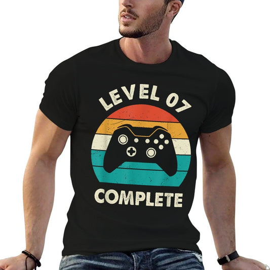 7th Wedding Anniversary For Couples Level 7 Complete Ribbed Collar T-Shirt