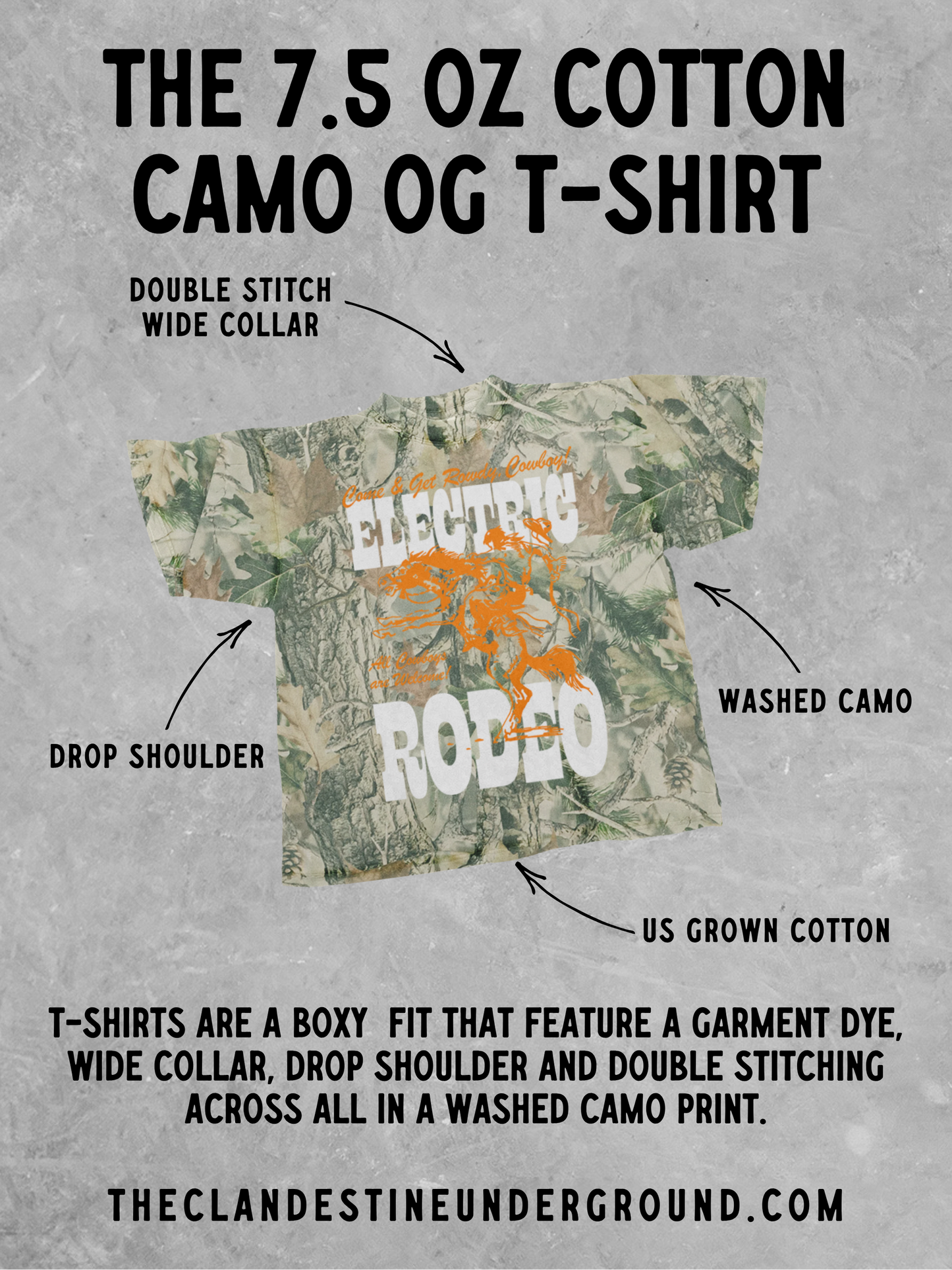 Underground Original Design: Left My Heart in Tennessee Camo Boxy Cotton TShirt