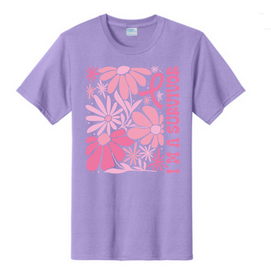 I'm a survivor Breast Cancer Awareness Fundraiser Tshirt PC61 Port & Co™ Essential Tee PUBLIC