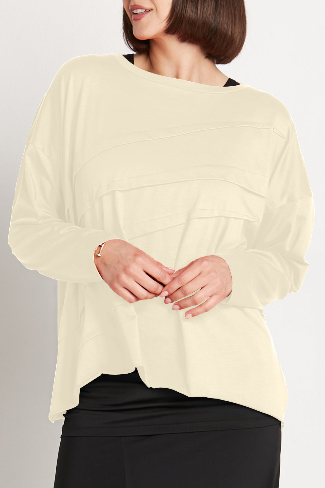 Pima Cotton Tucked Luxury Boxy Tee - Butter