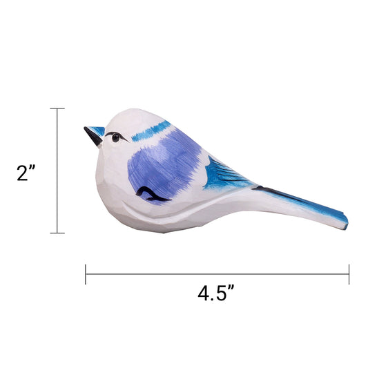Hand-Carved Wooden Bird Figurine – White
