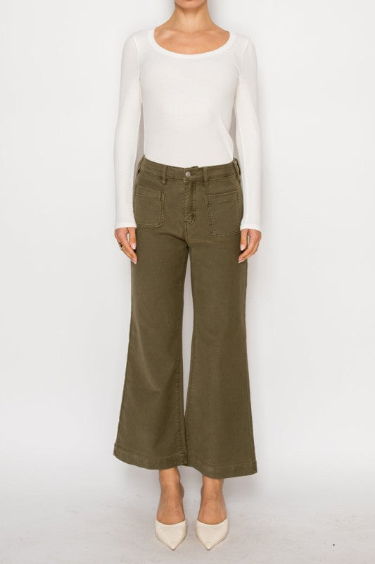 AT2113PZOV - HIGH RISE CROP PALAZZO PFD JEANS