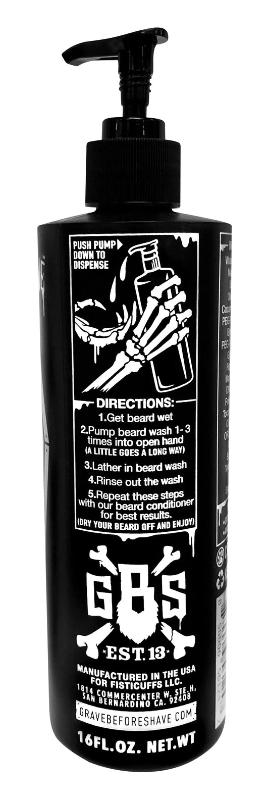 GRAVE BEFORE SHAVE™ BEARD WASH SHAMPOO 16oz. Pump-top Grave Before Shave
