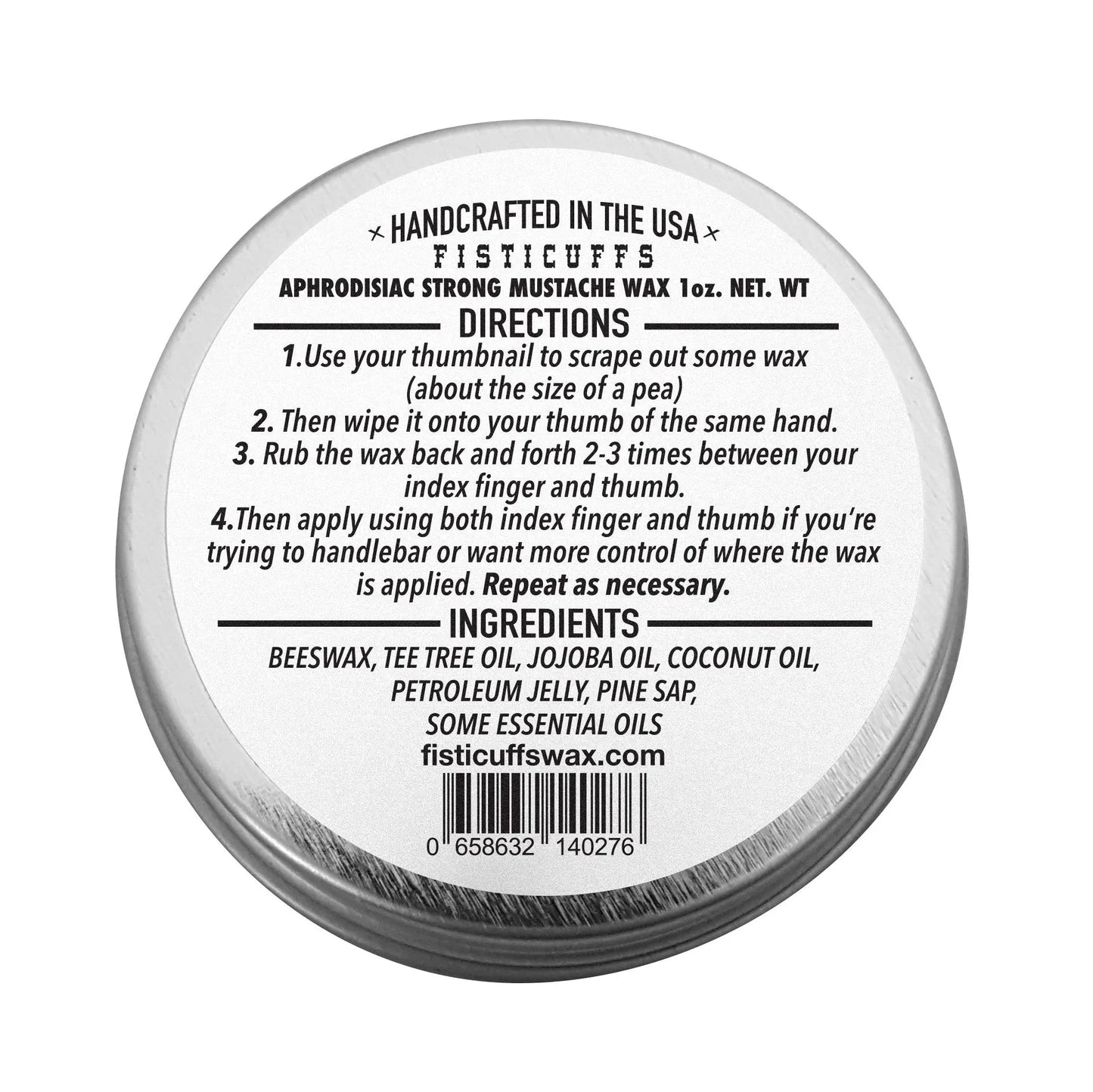 Fisticuffs™ Aphrodisiac Blend Strong Hold Mustache Wax 1 OZ. Tin Grave Before Shave