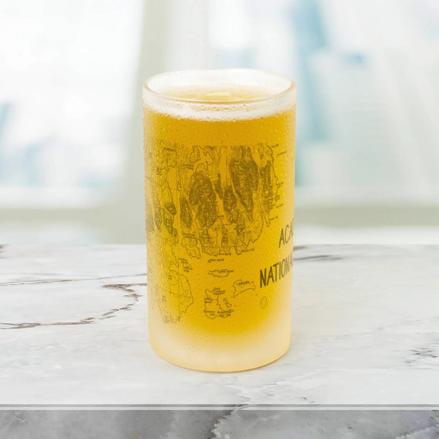 Acadia National Park Topographic Frosted Pint Glass