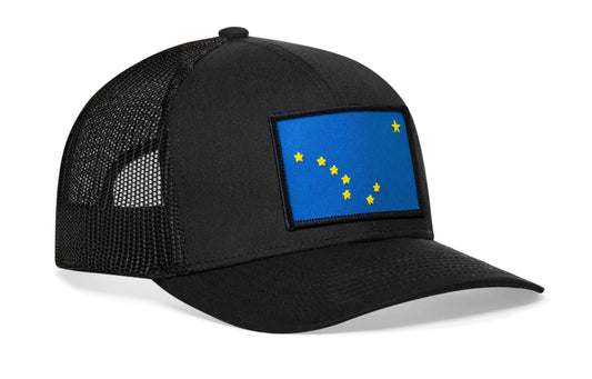 Alaska Flag Trucker Hat | Black Alaska Flag Snapback