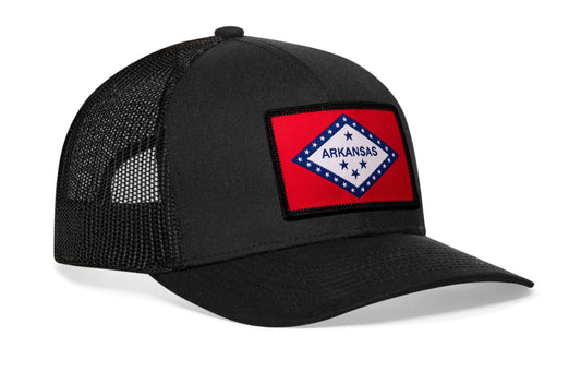 Arkansas Flag Trucker Hat | Black Arkansas Flag Snapback
