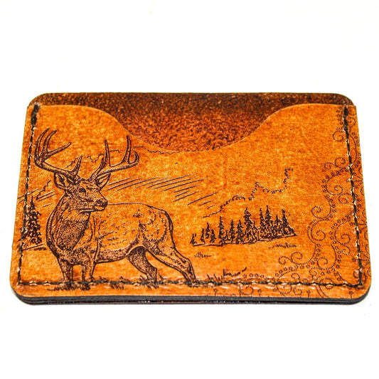 Handcrafted Whitetail Glance Leather Card Wallet - Made to Order in USA