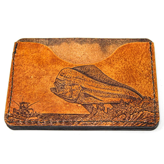 Handcrafted Mahi Story Leather Card Wallet - Made to Order in USA