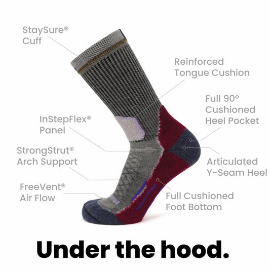 8 Pairs Berry - Hike Crew Midweight Merino Wool Sock