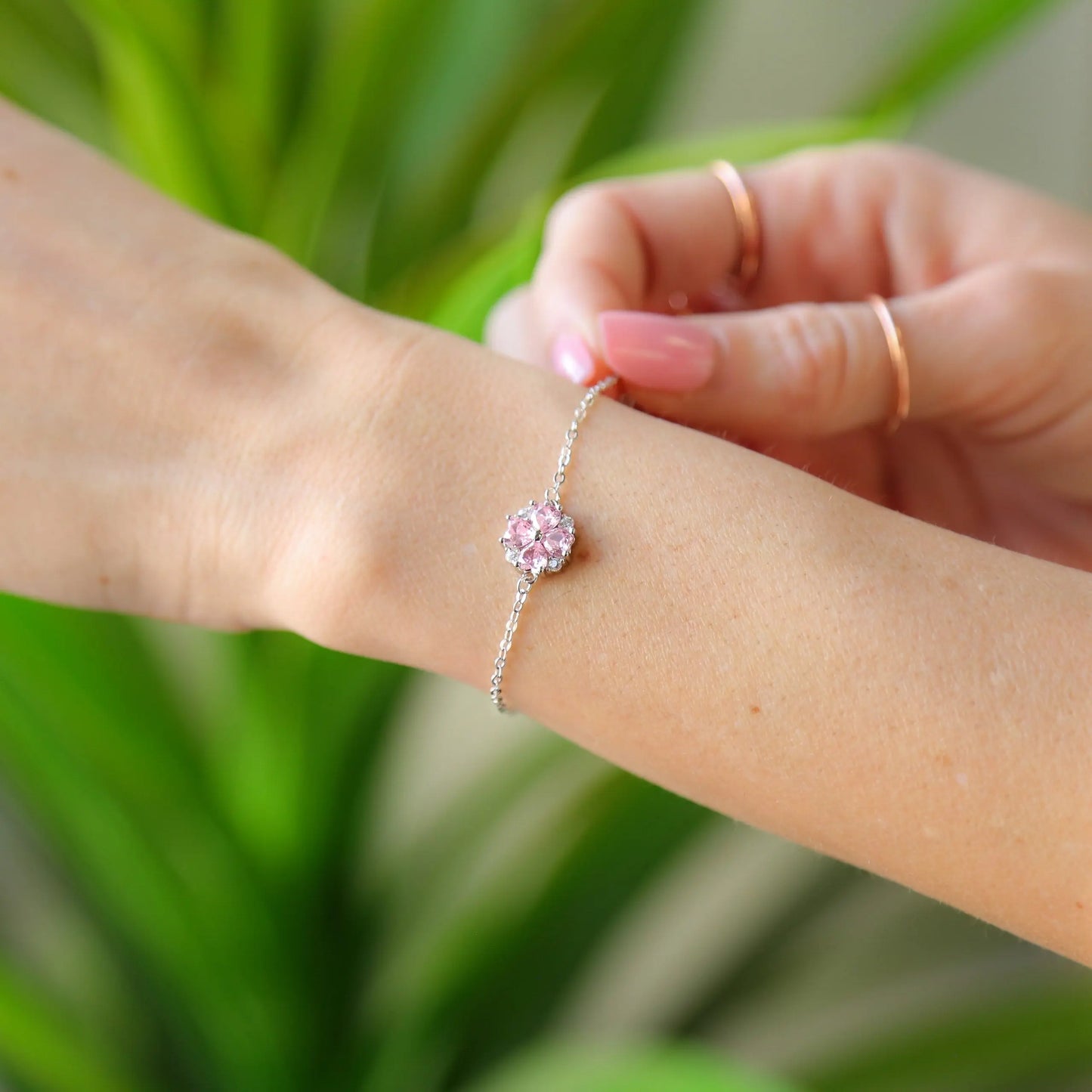 BLOSSOM Accent Bracelet - 925 Sterling Silver with Pink Zircon Mack & Rex