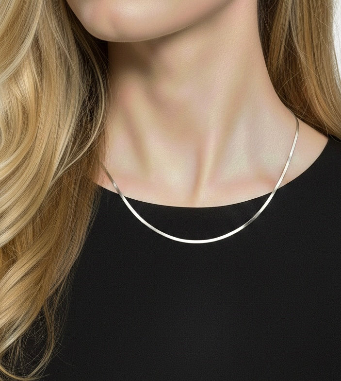 C002W B.Tiff 2mm Herringbone Chain Necklace