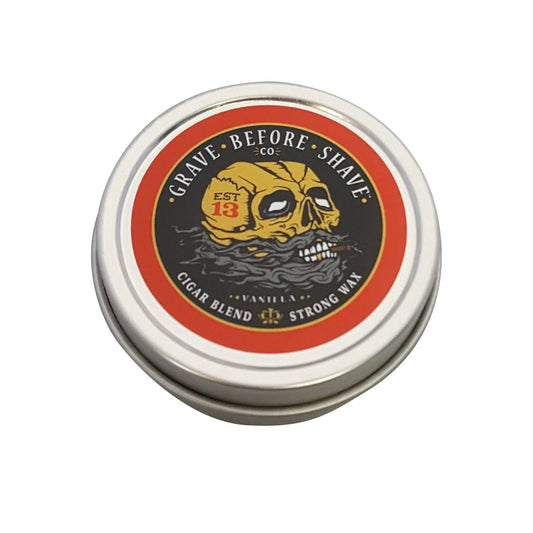 Fisticuffs™ Cigar Blend Strong Hold Mustache Wax 1 OZ. Tin Grave Before Shave