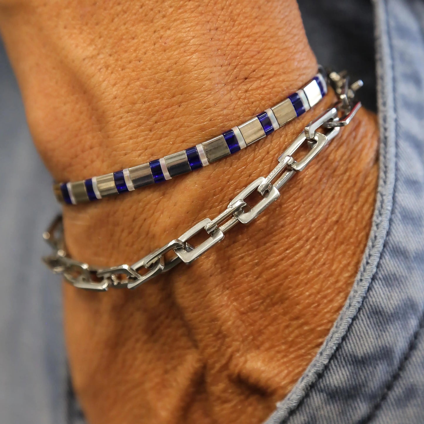 CURB CHECK - Silver Men’s Chain Bracelet Mack & Rex