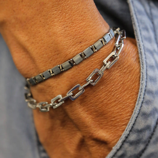 CURB CHECK - Silver Men’s Chain Bracelet Mack & Rex