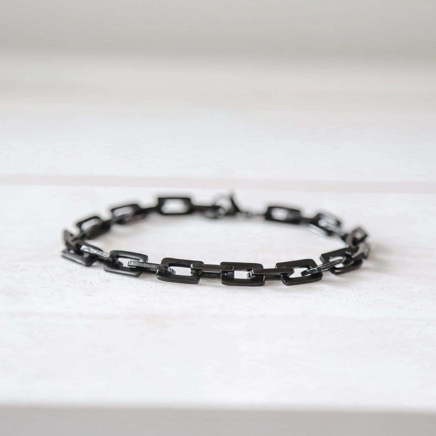 CURB CHECK BLACK - Men's Steel Bracelet Mack & Rex
