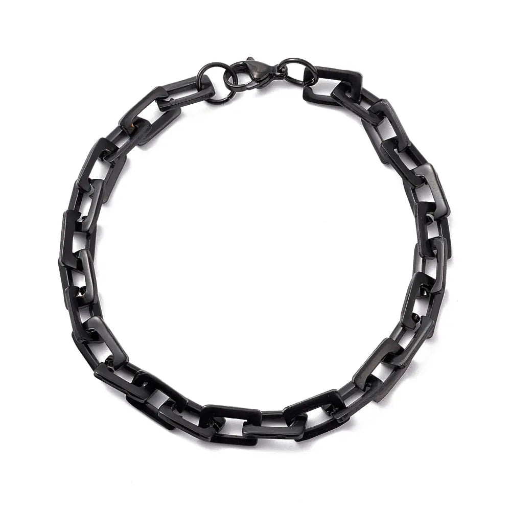 CURB CHECK BLACK - Men's Steel Bracelet Mack & Rex