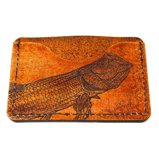Handcrafted Twisting Tarpon Leather Card Wallet - Made to Order in USA