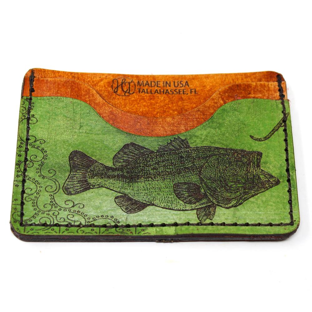 Handcrafted Largemouth Bass Leather Card Wallet - Made to Order in USA