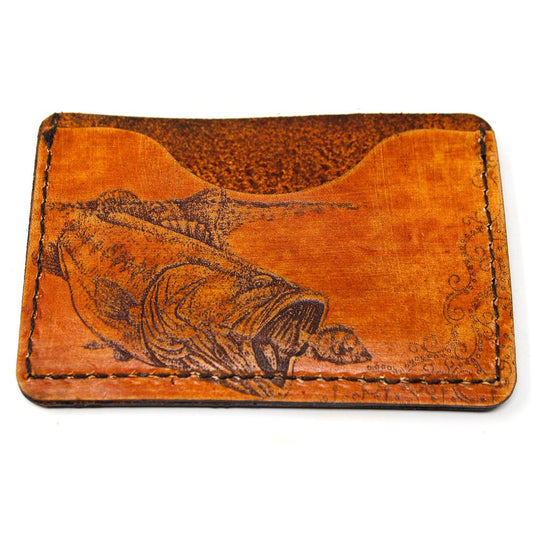 Handcrafted Largemouth Bass Leather Card Wallet - Made to Order in USA