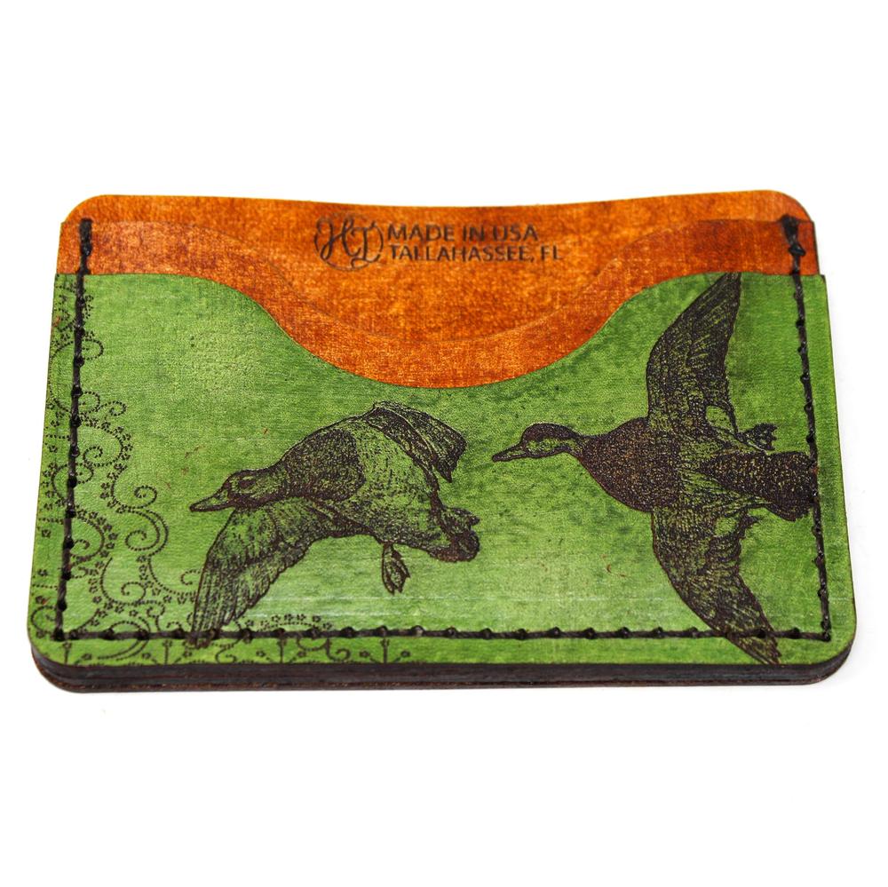 Handcrafted Duck Hunt Leather Card Wallet - Made to Order in USA