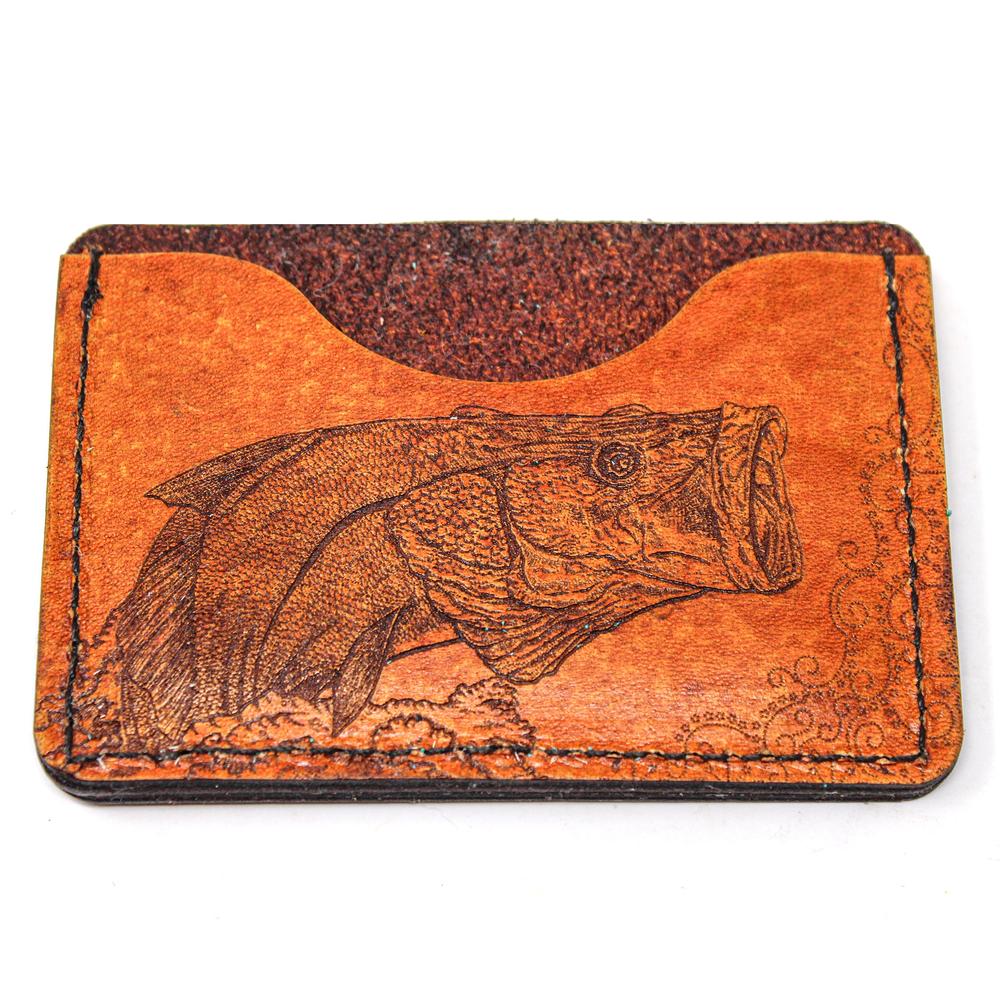 Handcrafted Snook Leather Card Wallet - Made to Order in USA
