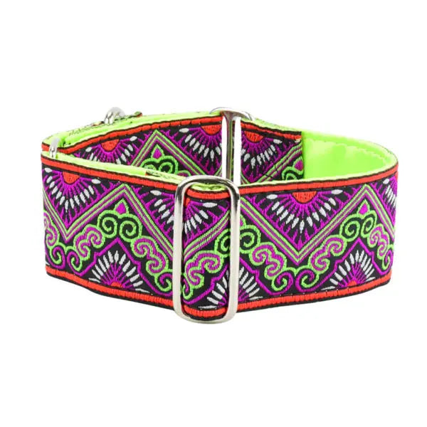 Puesta del Sol 2″ Wide Martingale Dog Collar 2 Hounds Design