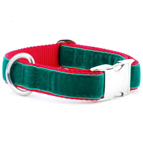 Green/Red Holiday Velvet Essential Martingale Dog Collar 2 Hounds Design