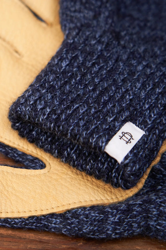 Denim Melange with Natural Deerskin Full Glove UPSTATE STOCK