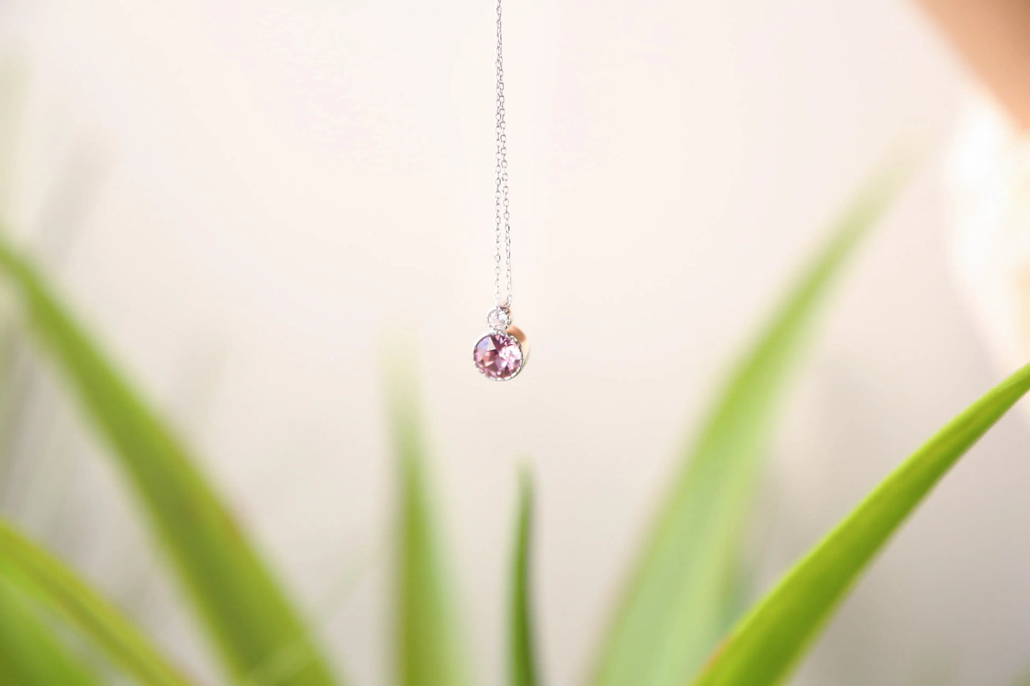 DIANA - Sterilng Silver Necklace with Blue or Pink Zircon Mack & Rex