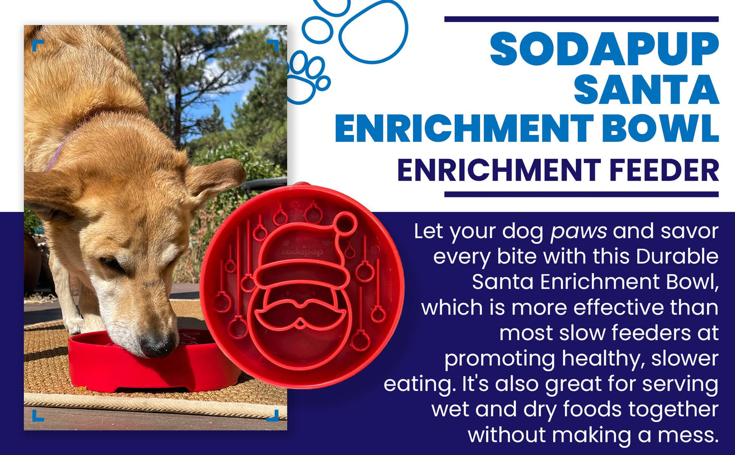 Santa Christmas eBowl Deep Slow Feeder Dog Bowl for Enrichment | USA Made