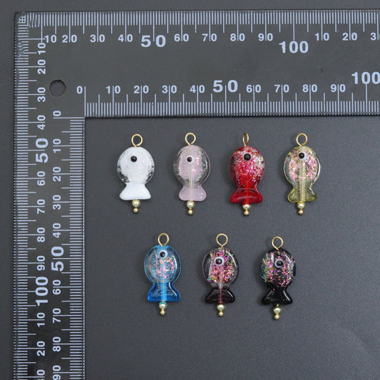 Handmade Colorful Glitter Fish Charm, lucky fish charm, lucky evil eye charm,Sku#EF826