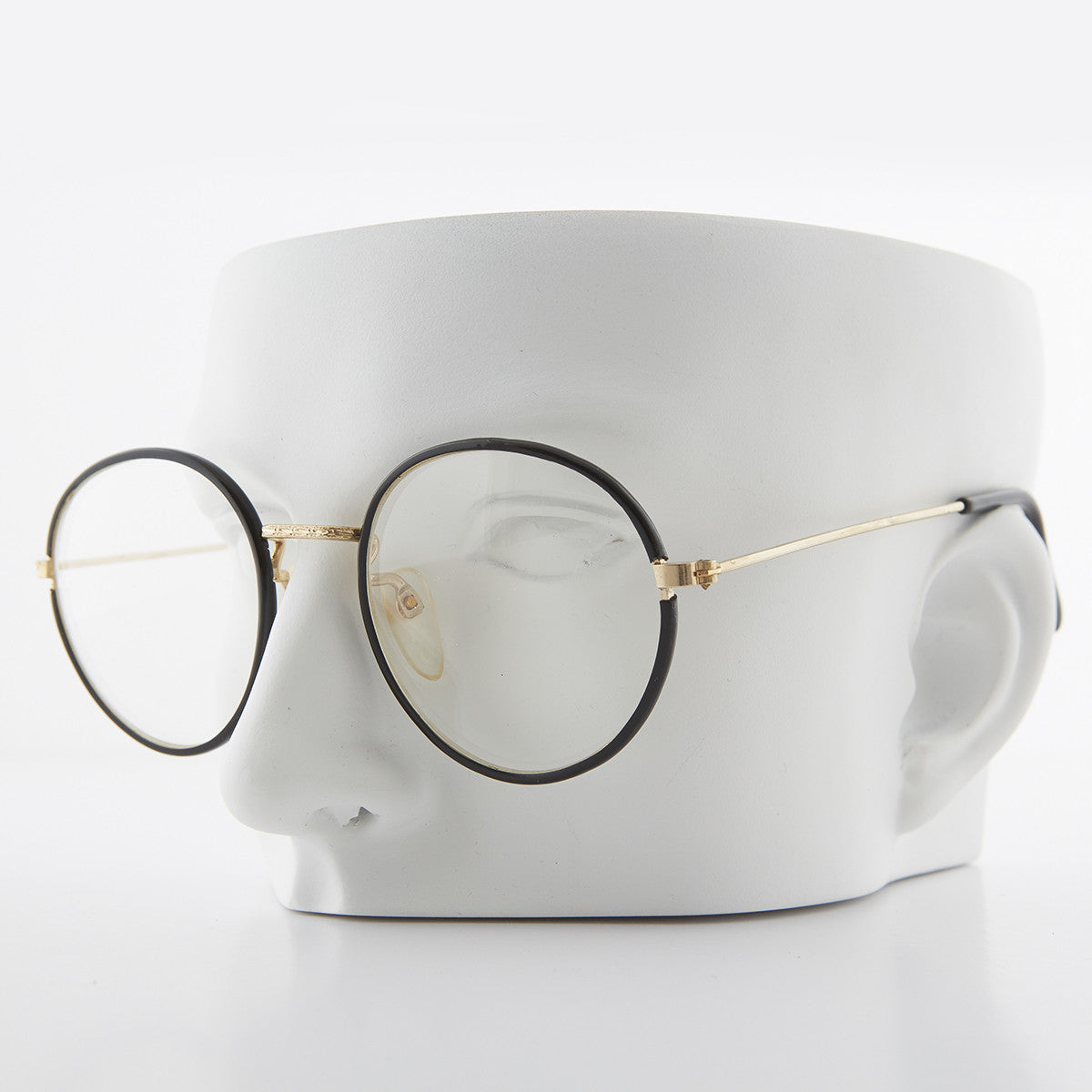 Round Black Preppy Polo Style Clear Lens Glasses - Einstein 2