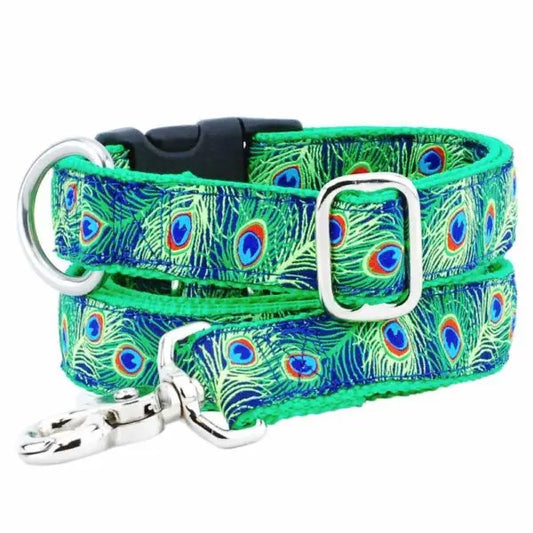 1″ Paradise Found Navy Essential Buckle Martingale Dog Collar 2 Hounds Design