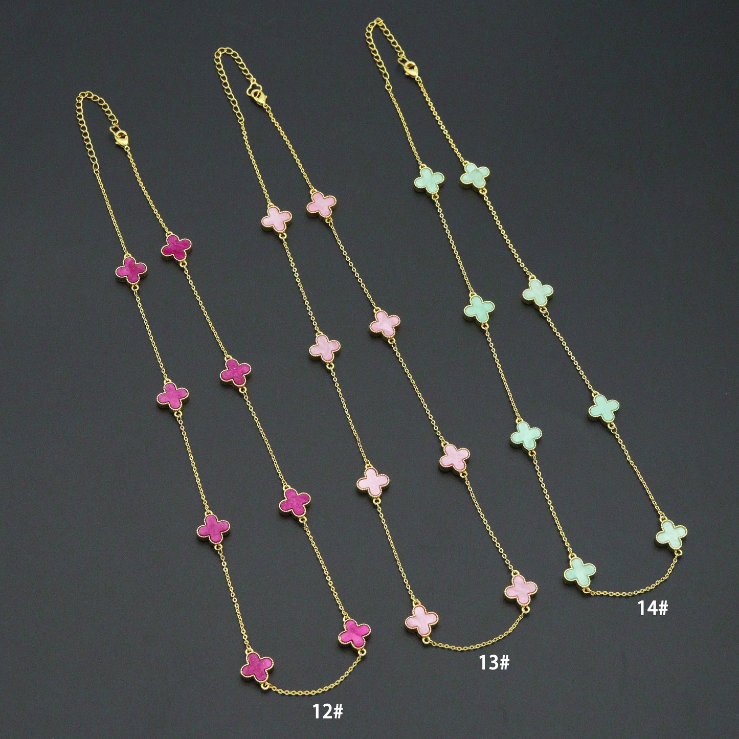 Colorful Flower Chain Bracelet neckclace, Sku#FH250