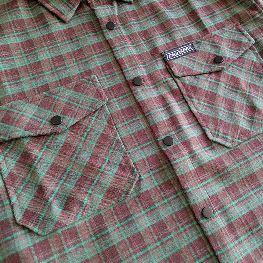 Highland Tech Flannel - Mint/Maroon