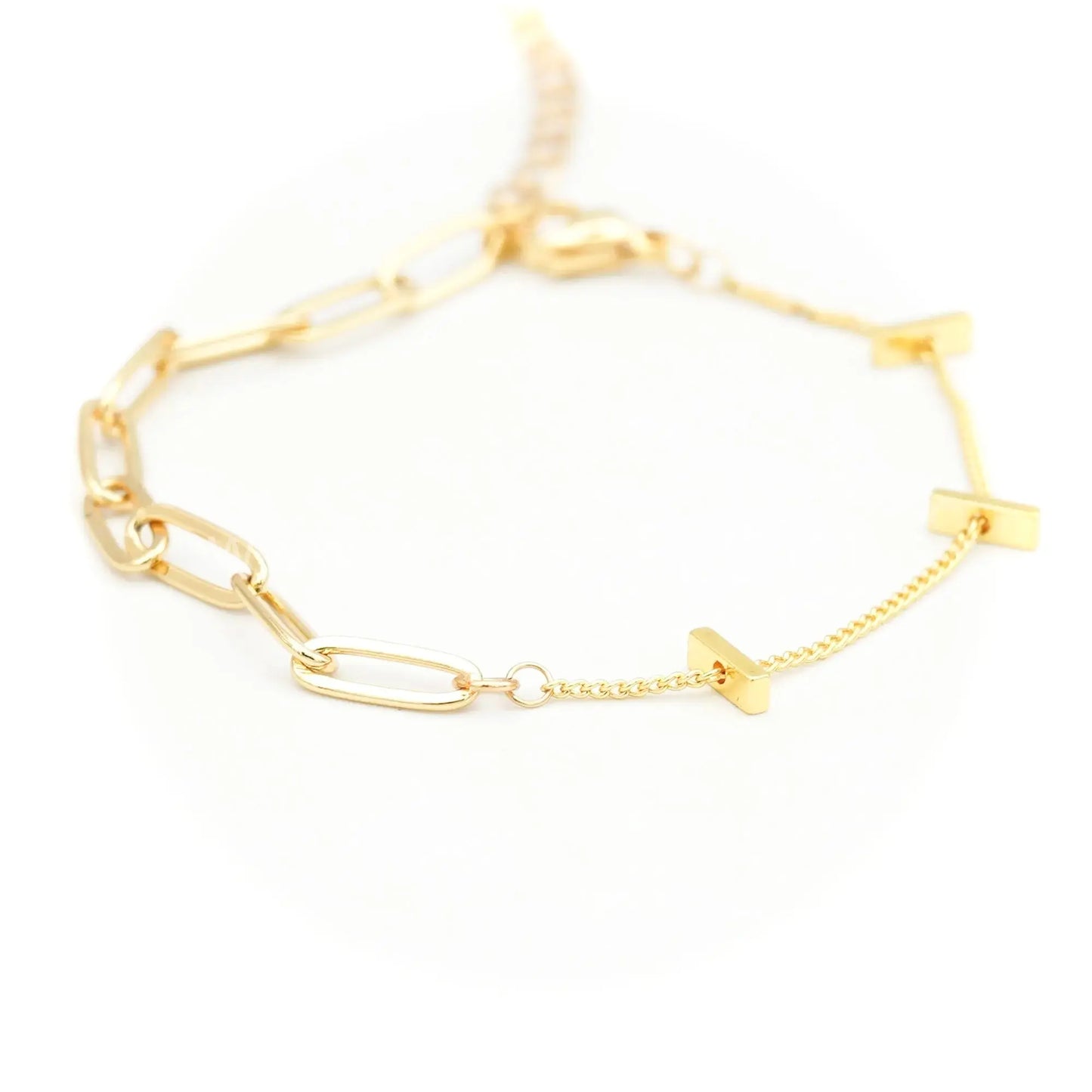 HILTON - Gold Bar & Chain Bracelet Mack & Rex
