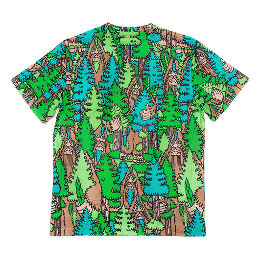 Bigfoot In The Woods Green T Shirt