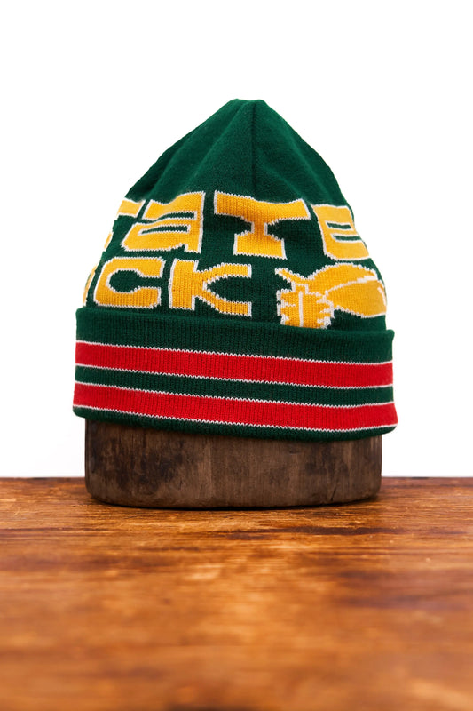 NEW Jacquard Embroidered Beanie - GREEN ACORN UPSTATE STOCK