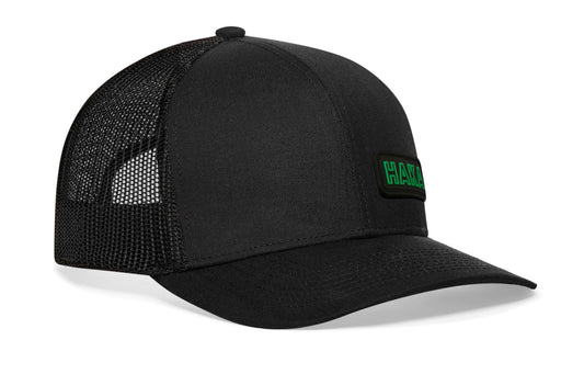 Haka Branded Trucker Hat | Black Rubber Patch Snapback