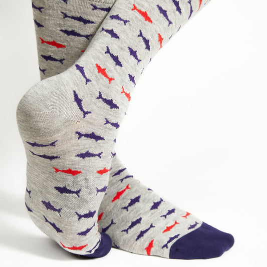 Heather Grey Sharks - Dress Socks