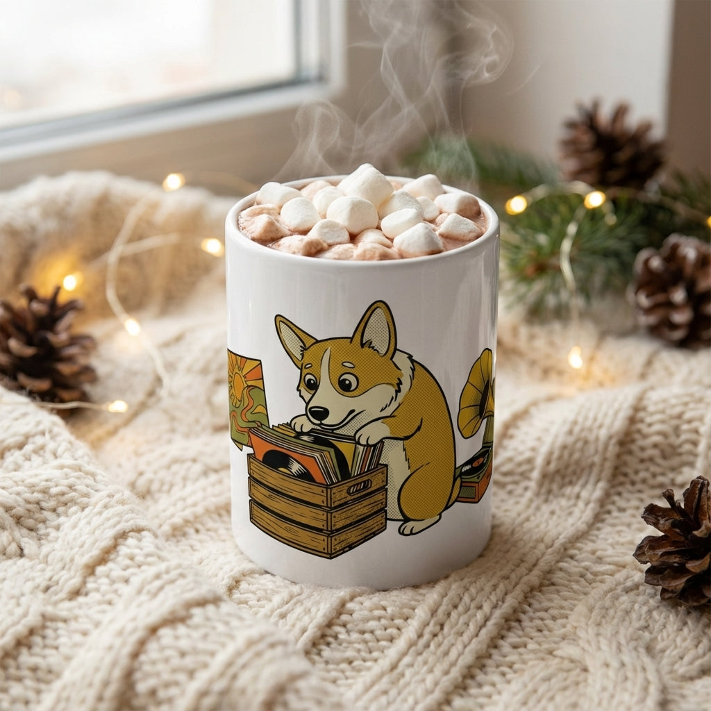 Hi-Fi Hounds - Crate Digger Corgi 15oz Mug