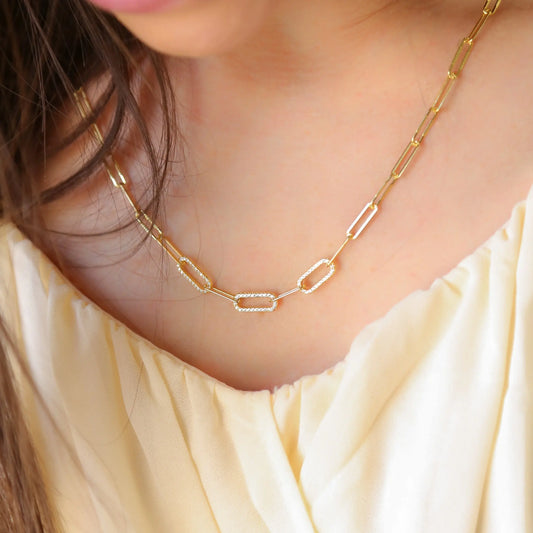 HOLLYWOOD - Zircon Paperclip Necklace in 18K Gold or Silver Mack & Rex