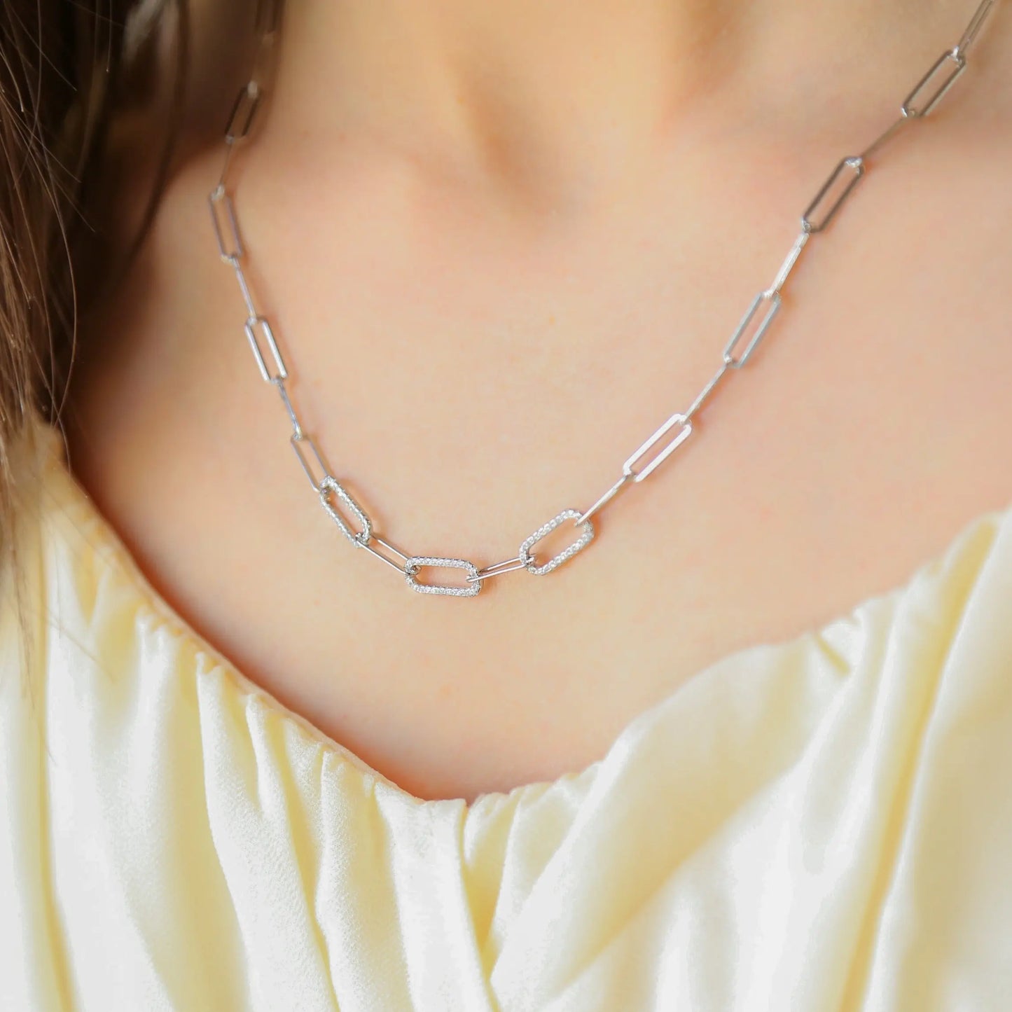 HOLLYWOOD - Zircon Paperclip Necklace in 18K Gold or Silver Mack & Rex