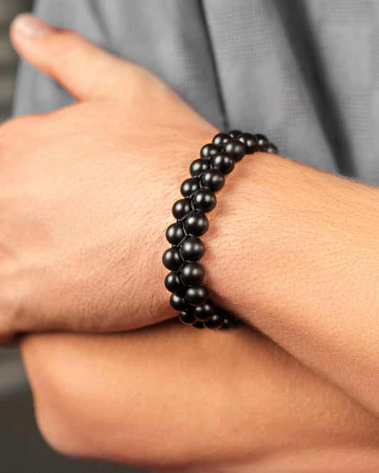 Black Obsidian Beaded Bracelet - Morroco