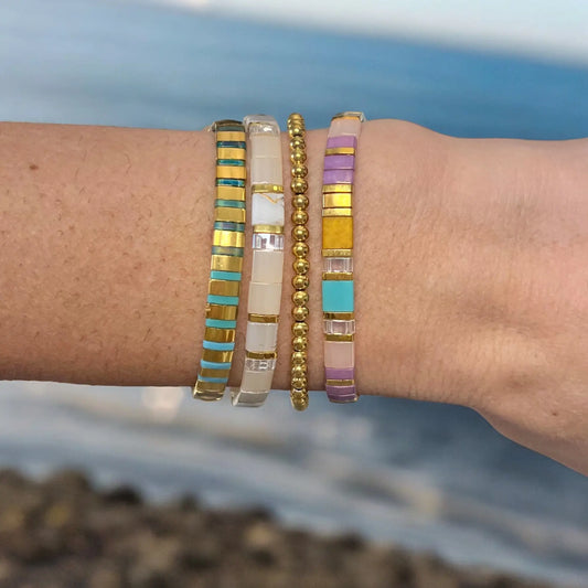 JERSEY GIRL - 4 Tila Bead Bracelet Stack Mack & Rex