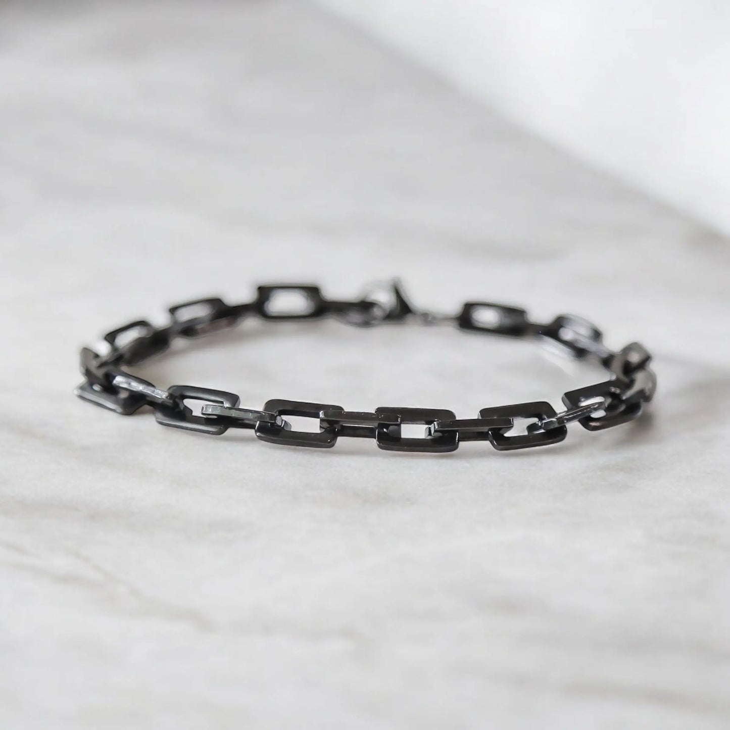 CURB CHECK BLACK - Men's Steel Bracelet Mack & Rex