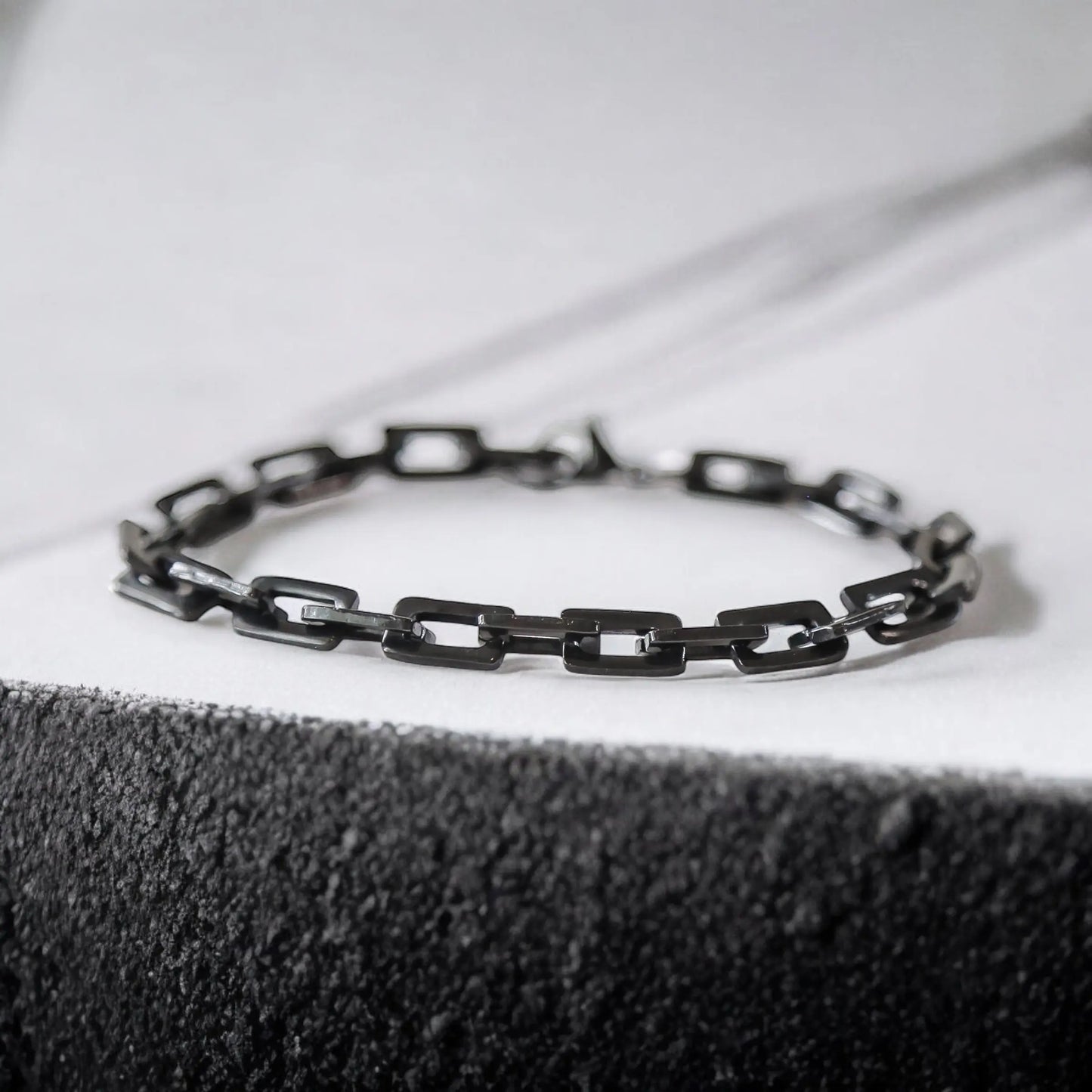 CURB CHECK BLACK - Men's Steel Bracelet Mack & Rex